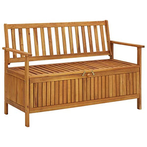 Panchina da giardino con vano portaoggetti, 120 cm, in legno di acacia