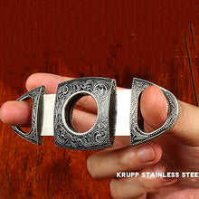 AUEDC Cigar Cutter, in Acciaio Inox taglierina di Sigaro Doppia Lama Merletto dell'Annata Portatile dell'Acciaio Inossidabile Ghigliottina per Padre e Il miglior Regalo Boyfriend,Argento