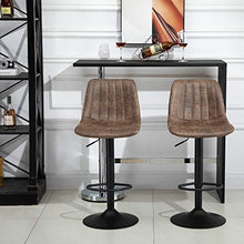 homcom Set 2 Sgabelli da Bar in Stile Industriale con Schienale, Poggiapiedi e Altezza Regolabile, in Microfibra Marrone