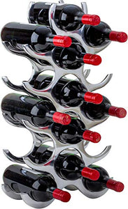 Brubaker Rack per Vino in Metallo Rack per Bottiglie in Piedi Libero da Tavolo o da banco - 57 x 30 x 12 cm - 2,6 kg - Portabottiglie Vino per 15 Bottiglie Wine Stand Deco Silver