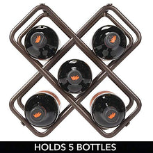 mDesign Set da 2 Portabottiglie in metallo – Bellissimo scaffale per bottiglie di vino per 10 bottiglie in totale – Organizer in metallo da appoggio per bottiglie di vino e altro – bronzo