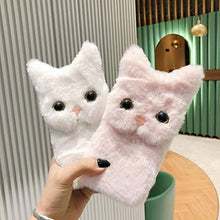 Artfeel Morbido Peluche Custodia per Samsung Galaxy A50,Carino Peloso 3D Gatto Orecchie Cover Inverno Caldo Soffice Pelliccia Cartoni Animati Supporto Cover per Ragazze Donne,Gatto Nero
