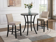 Roundhill Furniture Biony - Tavolo da bar rotondo da 91,4 cm, con sgabelli a testa di chiodo, colore: marrone chiaro