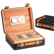 SHAO1 Cigar Humidor, Cuoio Portatile Cigar Humidor Cedar Wood Portatile Cigar Box può Contenere Circa 25 (240 * 215 * 63MM),B