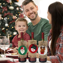Amosfun - Borsa natalizia per vino rosso Babbo Natale, decorazione per bottiglie di vino, pupazzo di neve, alce e Natale, 3 pezzi