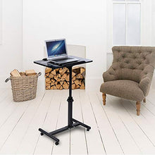 Scrivania per Laptop Rimovibile, Tavolino Pieghevole a Rotelle, Tavolino da Letto con Ruote, Tavolo da Divano Laterale, in MDF e Metallo, 40x60x64-88cm(Nero)