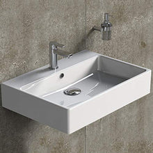 Aqua Bagno SOLO lavabo in ceramica, 60 cm, Bianco, a incastro, rettangolare, per bagno degli ospiti, montaggio a parete