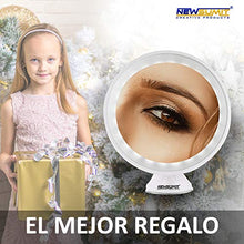 NEWSUMIT Specchio per Il Trucco con Lente d'Ingrandimento 10X con Luce a LED, Specchio cosmetico Illuminato 10X, con Potente Ventosa, Rotazione a 360 ° - utile Anche per i Viaggi.