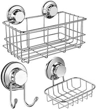 Mensola doccia Aspitrici Doccia Caddy Caddy Sapone Aspiranti Ganci di aspirazione, acciaio inox Bagno Bagno Accessori per il bagno Organizzatore di stoccaggio Pendiotto da parete Cestino per shampoo,