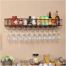 MFLASMF Wrought Iron on-Wall Wine Glass Rack, Wall-Mounted Wine Rack, Bar Restaurant Wine Glass Rack, Upside Down stemware Rack (Color : Brown, Size : 60 * 25cm)