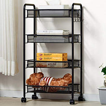 YIN YIN Carrello per ripiani Scaffale da cucina multi-strato in ferro battuto mobile conveniente solido stabile capacità grande cucina sala da pranzo soggiorno mensola nero 45X26X84cm Carrello a rulli