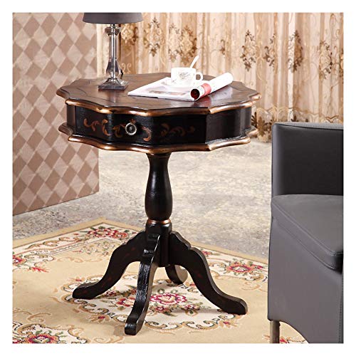 H-Comodini Camera Tavolino Laterale Comodino Classico Mobili Soggiorno Fiori Corners Tavolino Piccola Tabella di tè (Color : Black)