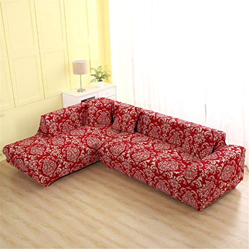 Copridivano Chesterfield Elasticizzato In Jacquard – Vino Rosso 2 Posti, Antiscivolo, Morbido, Con Braccioli, Protezione Per Divani Curvi