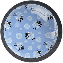 Pecore di lana bianche nere blu Pomelli per Porta Set di 4 Pomelli per Mobili Manopole per Cassetti Cucina Armadio Vetro