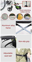 FTFTO Accessori per la casa Sedia a rotelle Leggera Pieghevole per Anziani disabili 11,5 kg Sedile Portatile da 43 cm con Freni per Allattamento e Freno a Due Mani Lega di Alluminio Verde