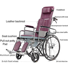 Carrozzine Pieghevole, Leggera Carrozzina Semovente Portatile Carrozzina Comfort Completamente Sdraiata con Poggiapiedi Oscillanti E Freni A