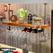 Wine Rack, Vino Wine Rack Rack, legno scaffali galleggiante Built-in acrilico Calici Hanger Capovolto attaccatura del supporto di Wine Glass Pendant decorazioni in cristallo con 3 portabottiglie tondo