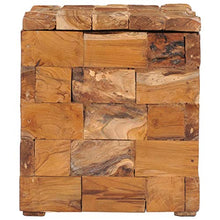 vidaXL - Sgabello in legno massello di teak, stile rustico, con un vano portaoggetti coperto da un coperchio, arredamento per interni e esterni