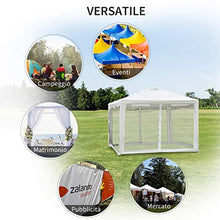 Outsunny Tenda Gazebo da Giardino Pieghevole con Zanzariera, Struttura in Metallo Copertura PE, 395x295cm, Bianco