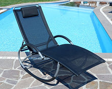 Sedia a Sdraio Dondolo Regolabile con Tessuto plastico Traspirante e Cuscino Kreta-Nero di AS-S, Colore:Nero