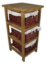 Geko 27 x 31 x 58 cm Layburn 3 cassetti in Legno Contenitore con cassetti Vimini/cestini per Camera da Letto/Bagno o Guardaroba - Marrone