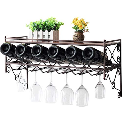 LXD Portabici da Vino, Metallo a Parete, Ferro da Appendere in Vetro in Ferro Europeo Amp; Scaffale Supporto per Cucina/Bar/Ristorante