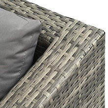 Outsunny Mobili da Giardino in Rattan Salotto da Esterno Set 4 Pezzi con Divano, Tavolino Regolabile e Pouf, Grigio