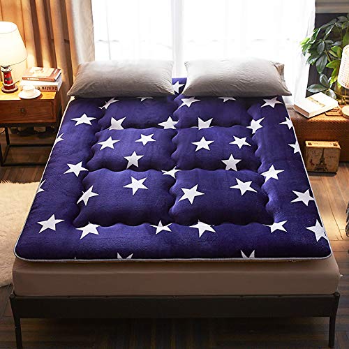 BITFED Materassi Letto Futon Autunno E Inverno Addensare Stai al Caldo Pieghevole Traspirante Indeformabile Accogliente Velvet Legge Levin Singola Doppia Dormitorio Famiglia,Starrysky,150 * 200cm
