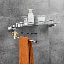 DNSJB Mensola in Vetro temperato per Bagno, 304 Acciaio Inossidabile Senza Foratura 1 scaffale di stoccaggio a File, mensola per Bagno mensola per Il Bagno