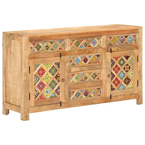 vidaXL Credenza con Piastrelle Ceramica 140x40x80 cm in Legno di Mango