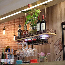 COLiJOL Portabottiglie da Mensola per Vino Portabottiglie per Vino Rosso Portabottiglie per Vino Portabottiglie per Vino Cornice in Vetro da Appendere Calici Retrò Appendini per Vino Capovolti con Lu