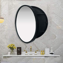 Armadietti a specchio Rotondo Specchio da Parete del Bagno Specchio for Il Trucco della Camera da Letto con Armadio Legno (Color : Black, Size : 60cm)