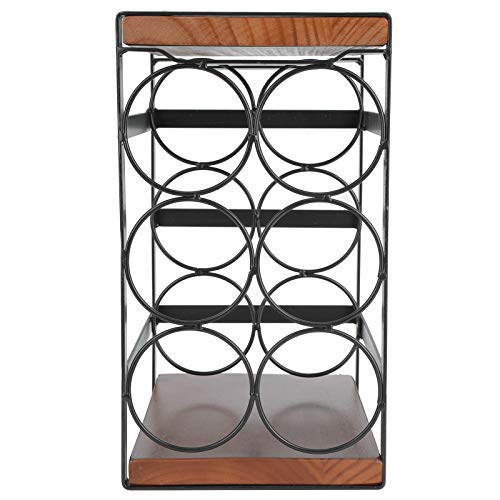 Portabottiglie da Vino, Scaffale Vini Scaffale in MDF + ferro per 6 Bottiglie, Supporto Bottiglie Porta Bottiglie per bar, cantina, cucina, seminterrato, 17,7x24x31,5 cm