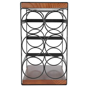 Portabottiglie da Vino, Scaffale Vini Scaffale in MDF + ferro per 6 Bottiglie, Supporto Bottiglie Porta Bottiglie per bar, cantina, cucina, seminterrato, 17,7x24x31,5 cm
