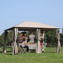Outsunny Gazebo da Giardino 6 Pareti Rimovibili 12 Paletti Struttura in Metallo Telo in Poliestere 400 x 300 x 264 cm Beige
