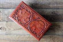 Grande Carved pattern di legno Treasure Chest Trinket