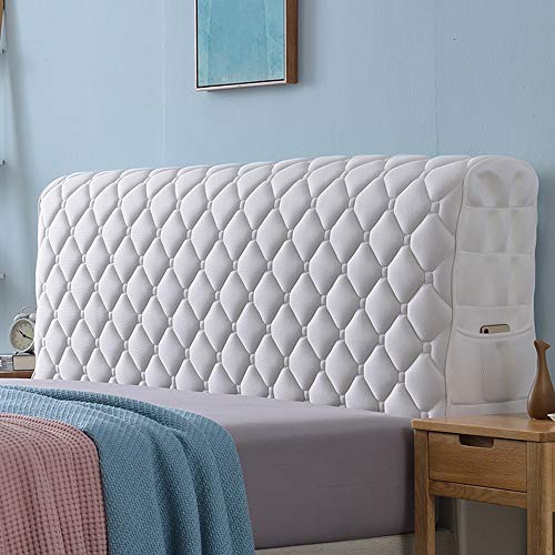 Copri Testata Letto Matrimoniale Elastica, Fodera Elastica Protezione Copertura Per Tastiera Per Letto Addensare All-inclusive Coperchio Soft Cover Copritestata,White-180x65cm(70.8x25.6inch)