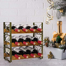 X-cosrack rustico impilabile per 12 bottiglie di vino a 3 ripiani autoportanti per vino, supporto da bancone e liquori, 41,9 x 17,8 x 41,9 cm, design H-Patent
