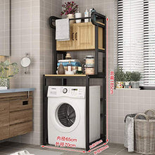 Portaoggetti per Lavatrice a 3 Strati, portaoggetti per Bagno in Metallo Multiuso, Rimovibile e Facile da installare, con armadietto + portasciugamani-Nero