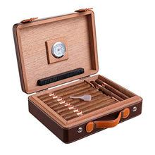 Scatola Di Sigari Humidor Con Umidificatore - Scatola Di Sigari Da Viaggio Portatile in Legno Di Cedro - Humidor in Pelle