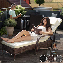 TecTake 800790 Lettino Poly Rattan, Arredamento da Giardino, Sdraio Prendisole, Divano Sedia Mobili, Esterno Patio - Disponibile in Diversi Colori (Marrone Misto)