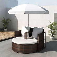 Festnight Lettino Prendisole con OmbrelloneLettini da Giardino, Sedie a Sdraio da Giardino in Polyrattan Marrone