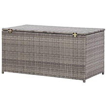 BIGTO - Scatola portaoggetti da giardino in rattan, 100 x 50 x 50 cm, colore: Grigio
