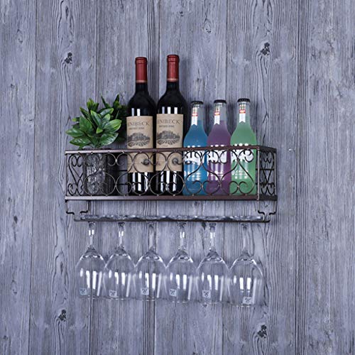 Portavini Portabottiglie in Metallo A Parete, Portabicchieri Room Sala da Pranzo E Soggiorno Portabottiglie Multifunzionale in Ferro Espositore, Portaoggetti (Color : B, Size : 80cm)