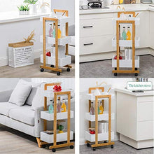 Knoijijuo 3 Strati Trolley, cremagliera Pratico Contenitore con Maniglia, Un Salone di Bellezza di Stand Passeggino Removibile, Multi-Funzione di Carrello di Servizio, di Legno