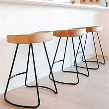 CSQ Sedia da Banco in Legno Massello, Gamba in Ferro + Sedile Rotondo Curvo Sedia da Bar retrò Cucina di Casa Ristorante Sgabello per La Colazione(Size:45CM,Color:Un)