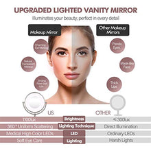 Hbao Specchio di Trucco Illuminato 5 Volte e 2 Specchio per Il Trucco di ingrandimento Laterale, con 48 luci a LED Medico con luminosità Regolabile