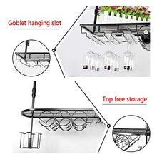 Porta Bicchiere di Vino Portabottiglie da Vino Sospeso Supporto in Vetro per Soffitto in Ferro Battuto Rack Calice Rovesciato Scaffale Decorativo Bar Ristorante Soggiorno Cucina （Nero/Marrone/Bianco）