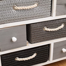 Rebecca Mobili Cassettiera 6 cassetti, mobile multiuso moderno, legno vimini, bianco grigio, per camera e bagno - Misure: 53 x 56 x 27 cm (HxLxP) - Art. RE4326