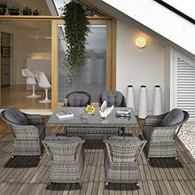 Outsunny Set Tavolo e Sedie da Giardino in Rattan, Poltrone da Esterno con Tavolo da Giardino, 7 pz Grigio